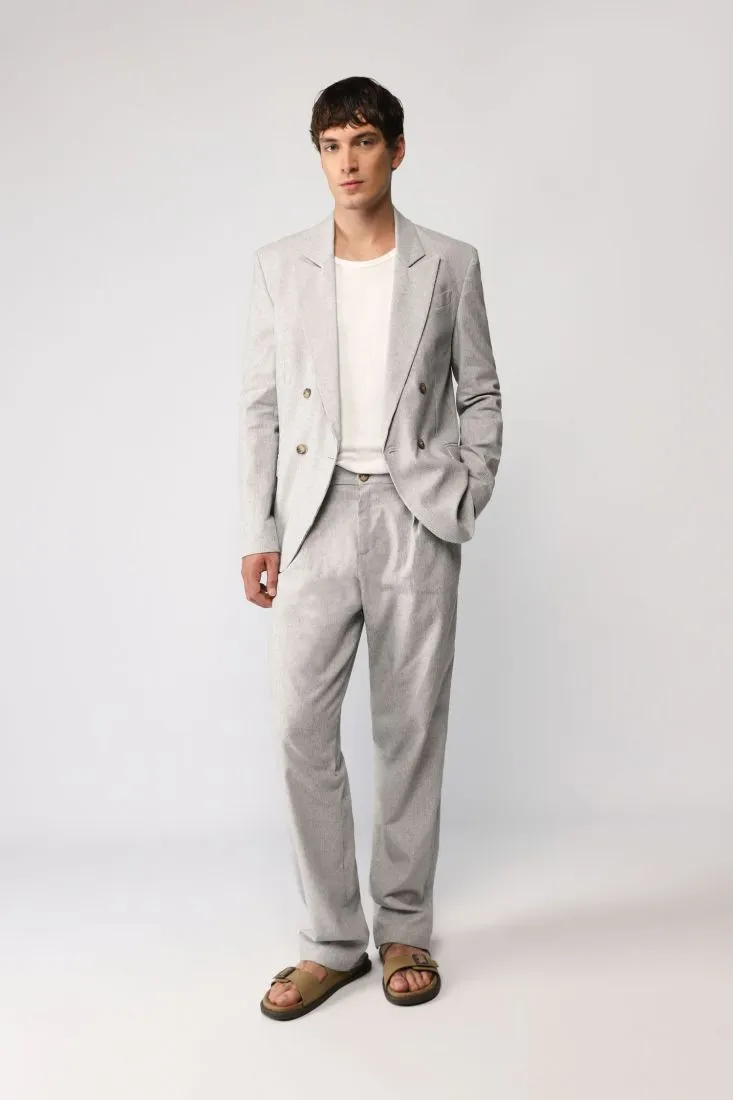 Pantaloni straight a righe con pinces e piega stirata