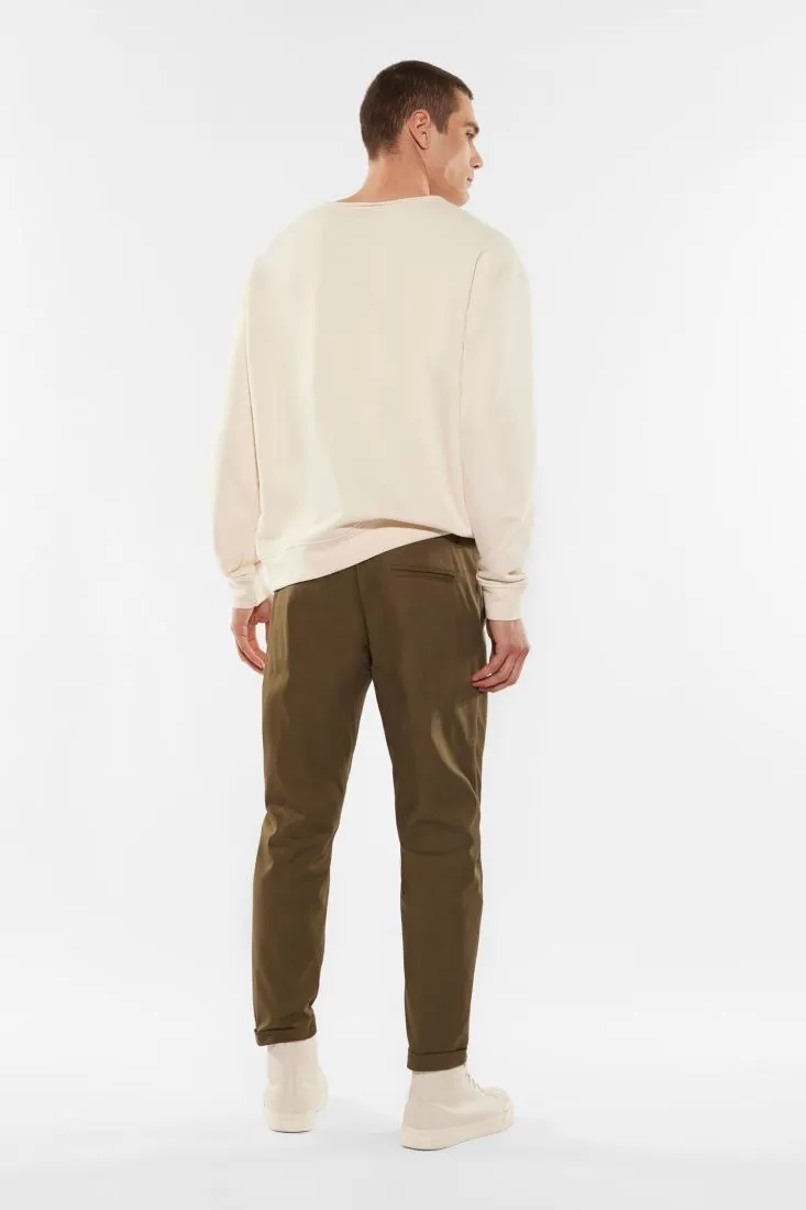 Pantaloni straight monocolour con coulisse a contrasto