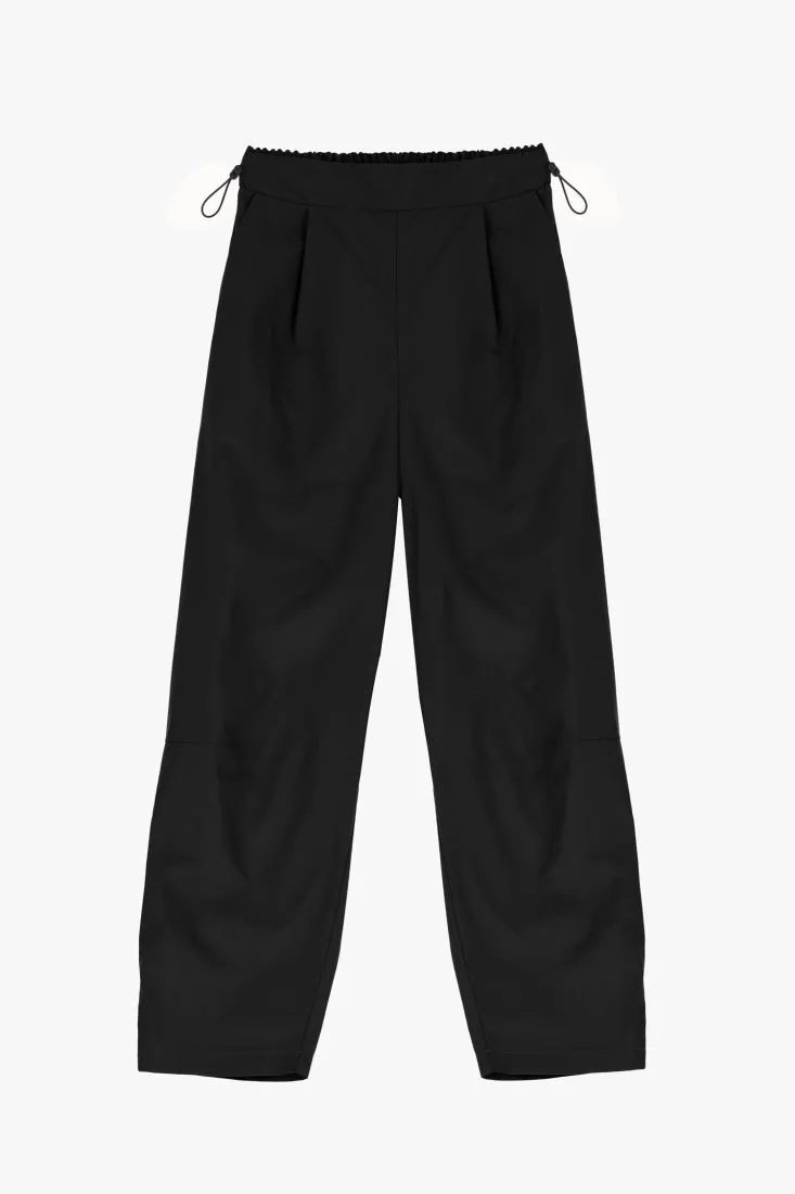 Pantaloni straight monocolour con coulisse e pinces