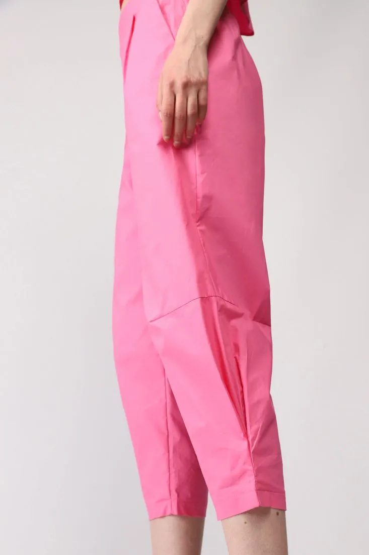Pantaloni straight monocolour con coulisse e pinces