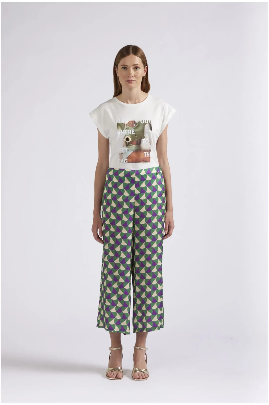 pantaloni tipo culotte stampati geometrico