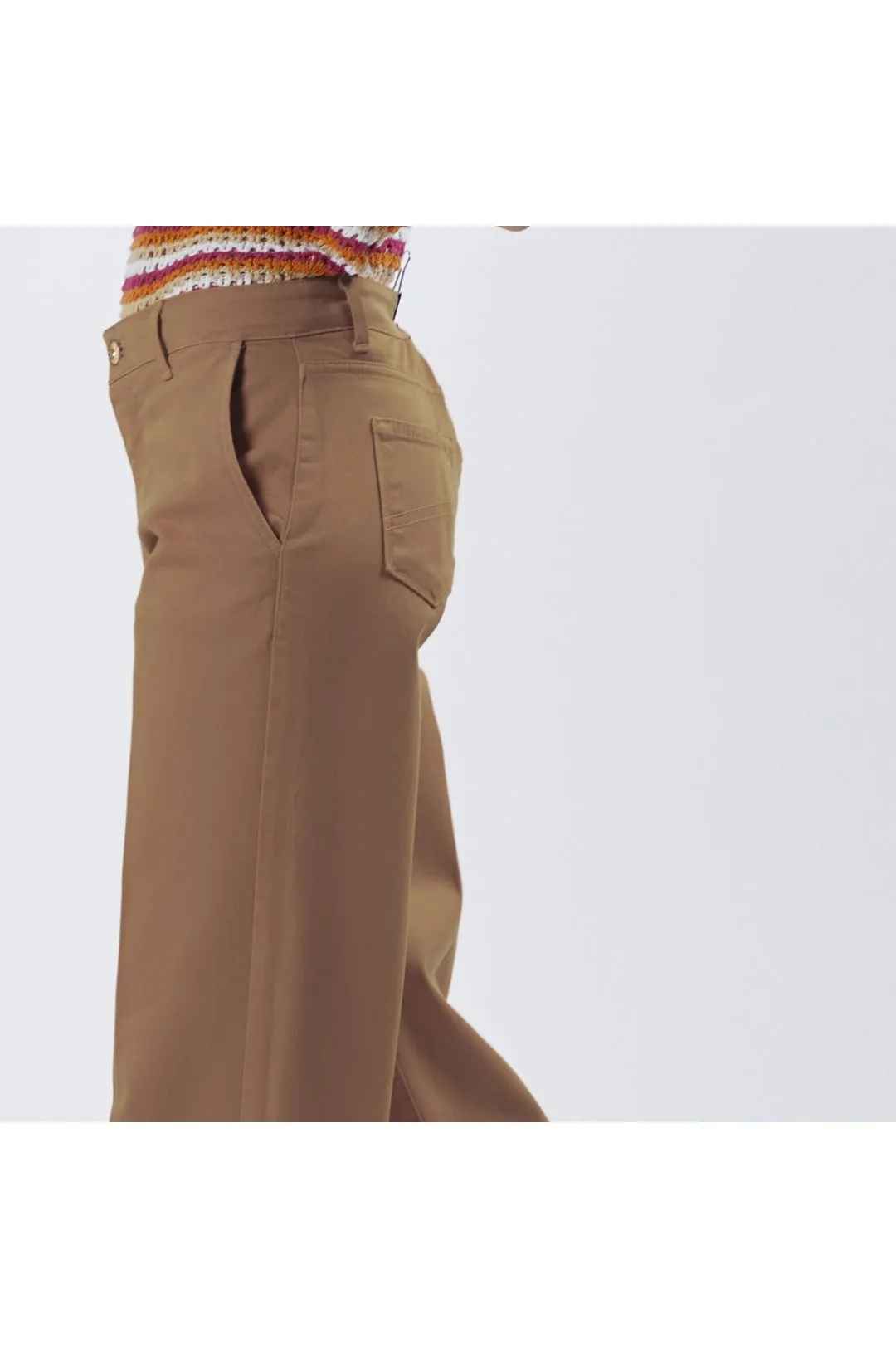 pantaloni wide leg in bull denim ginger