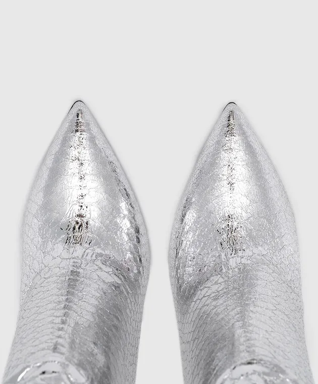 Paris Texas Stivali in pelle argento con pelle di rettile in rilievo PX514XPMRR