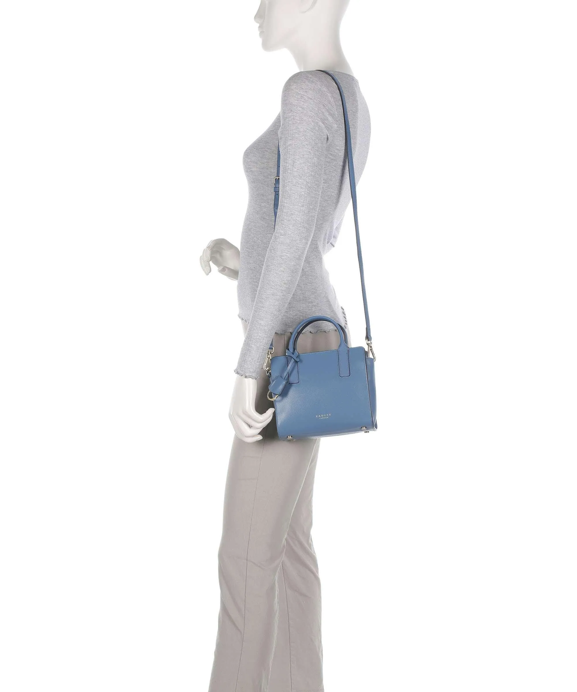  Radley London Sandhurst Lane Borsa a tracolla pelle di vacchetta finemente grana blu-grigio  