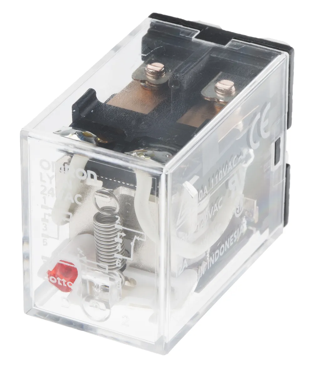 Relè di potenza Omron serie LY2N, DPDT, bobina 24V ca, A innesto