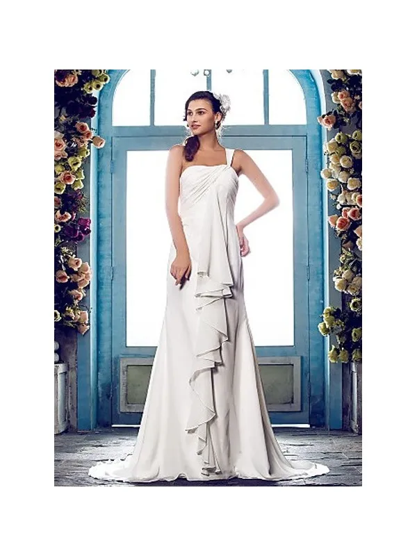 REMY - Abito da Sposa in georgette con monospalla