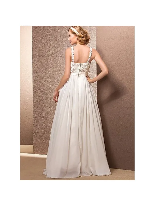 RIVA - Abito da Sposa in georgette con corpetto con fiorellini  e fiocco centrale
