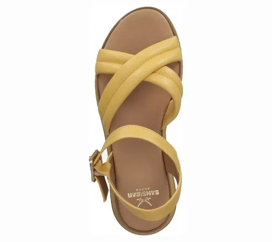 SANSIBAR sandali donna sandali con listini scarpe in vera pelle 1096247 giallo