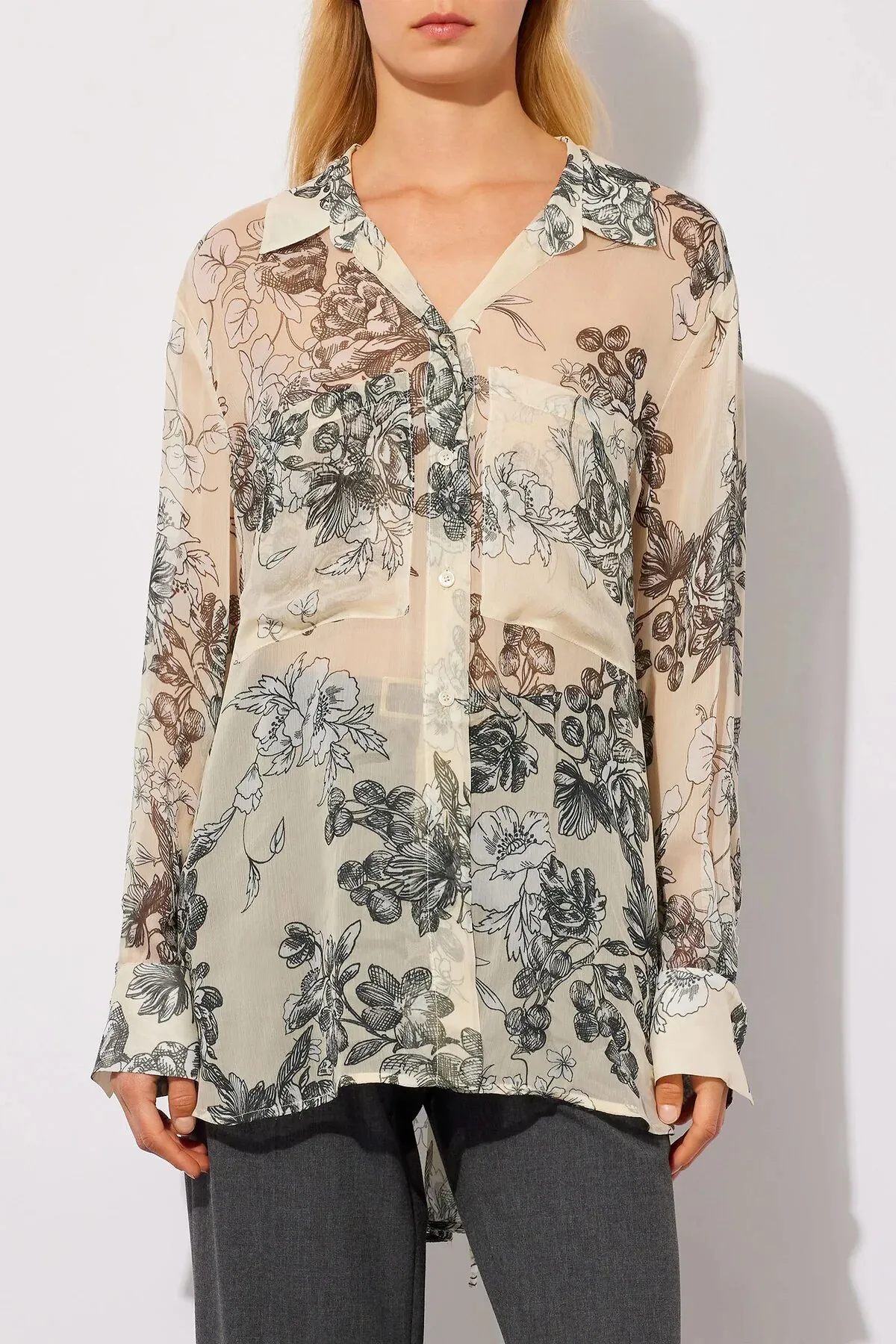 SEMICOUTURE Camicia stampa botanic