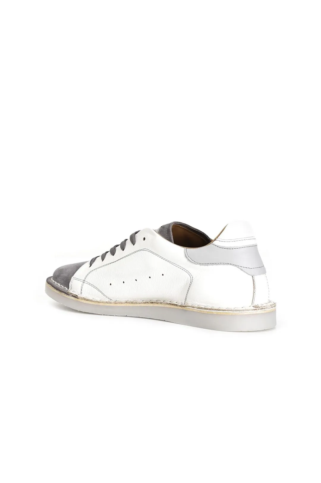 sneakers in pelle e pelle scamosciata bianco/grigio