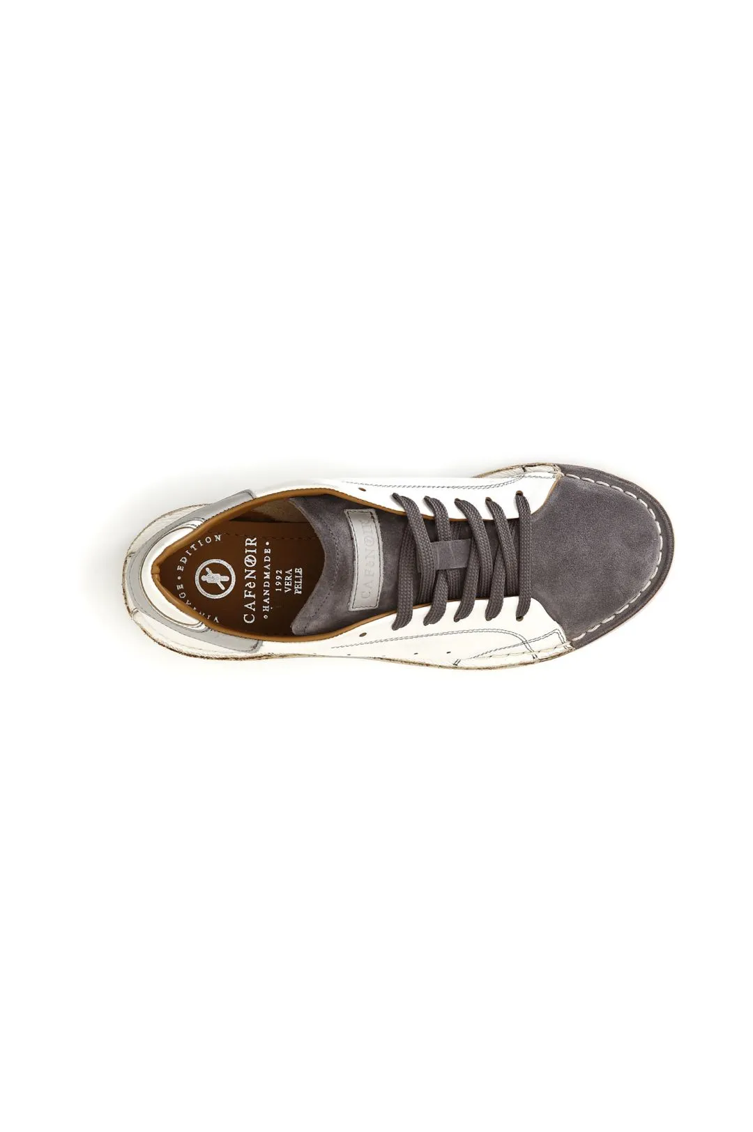 sneakers in pelle e pelle scamosciata bianco/grigio