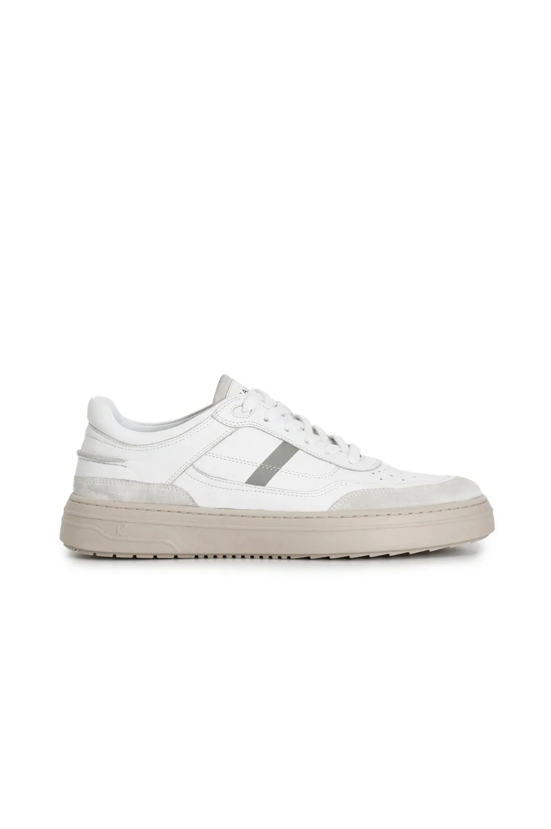 sneakers uomo in pelle e pelle scamosciata bianco