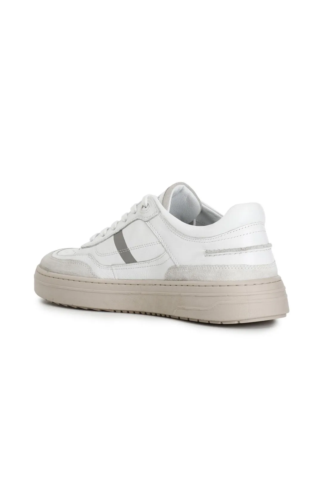 sneakers uomo in pelle e pelle scamosciata bianco