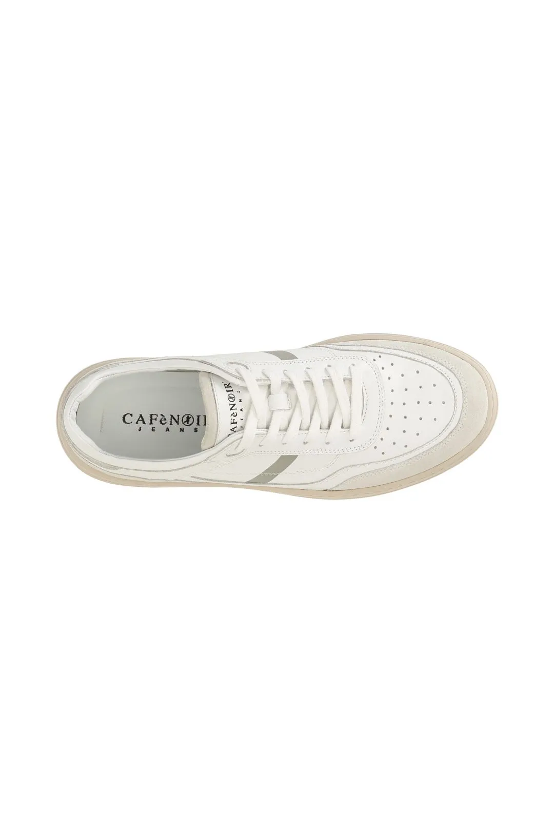 sneakers uomo in pelle e pelle scamosciata bianco