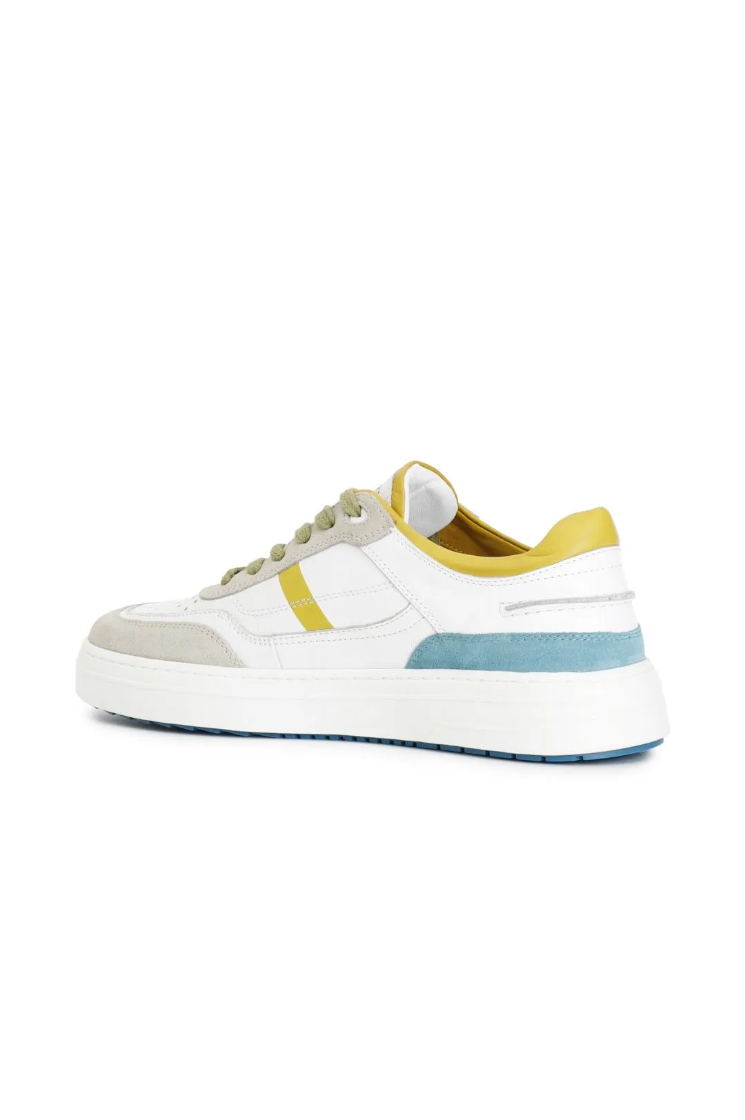 sneakers uomo in pelle e pelle scamosciata multi giallo