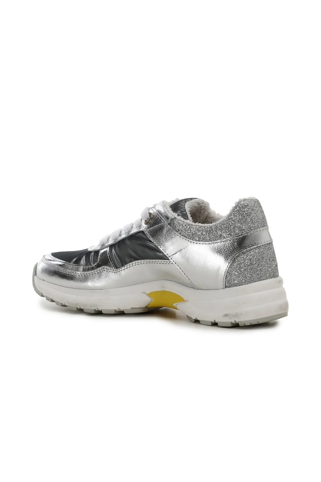 special price: sneakers in pelle metalizzata con inserti in tessuto