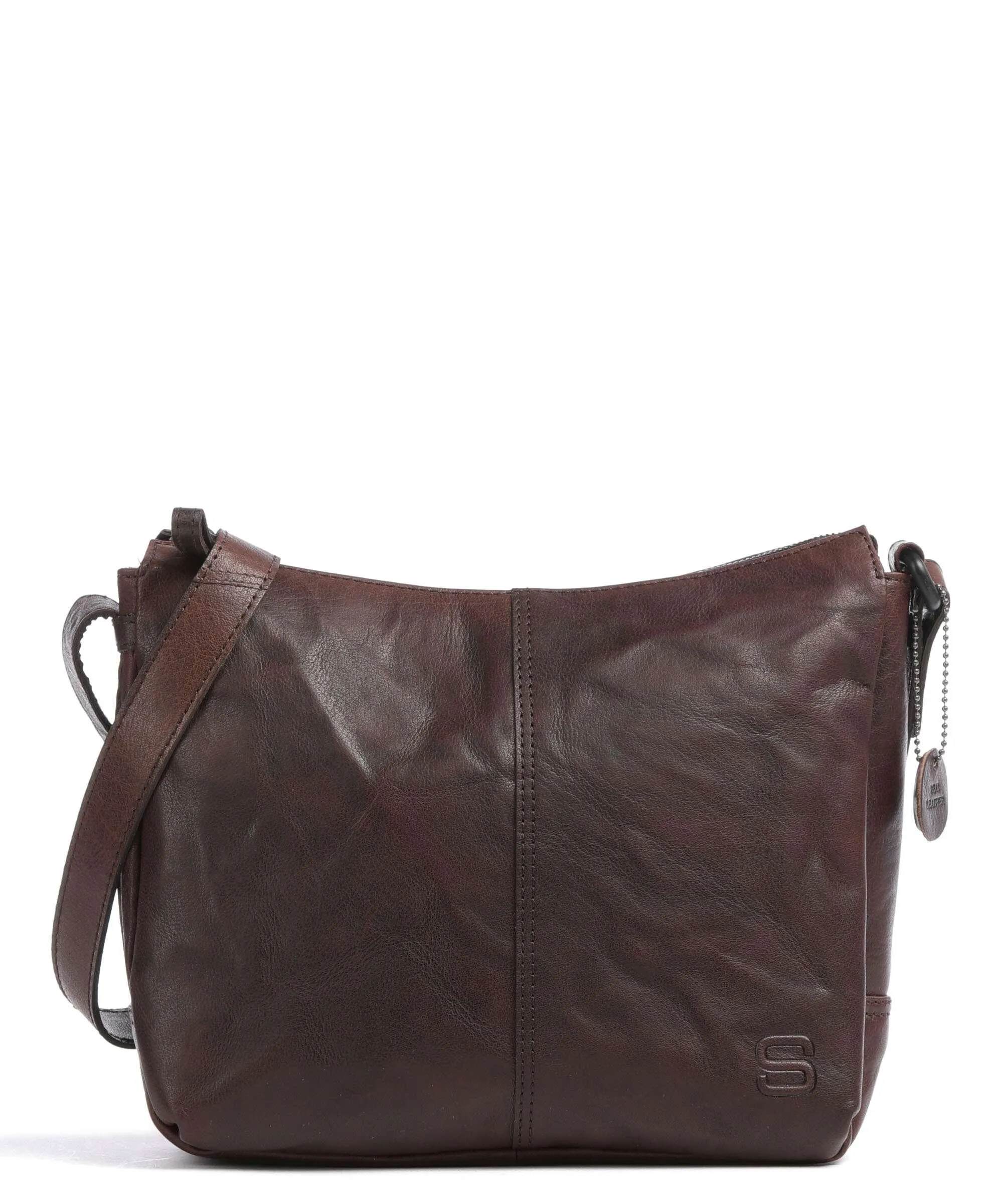  Spikes & Sparrow Bronco Borsa a spalla pelle a grana fine marrone scuro  