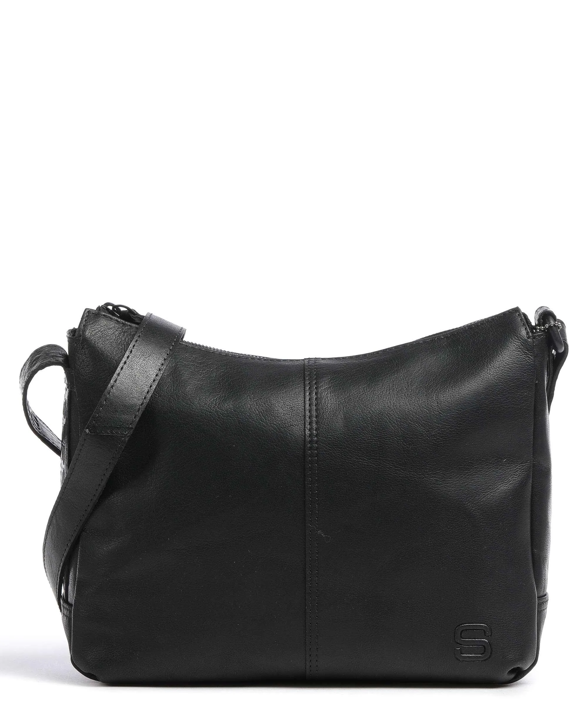  Spikes & Sparrow Bronco Borsa a spalla pelle a grana fine nero  