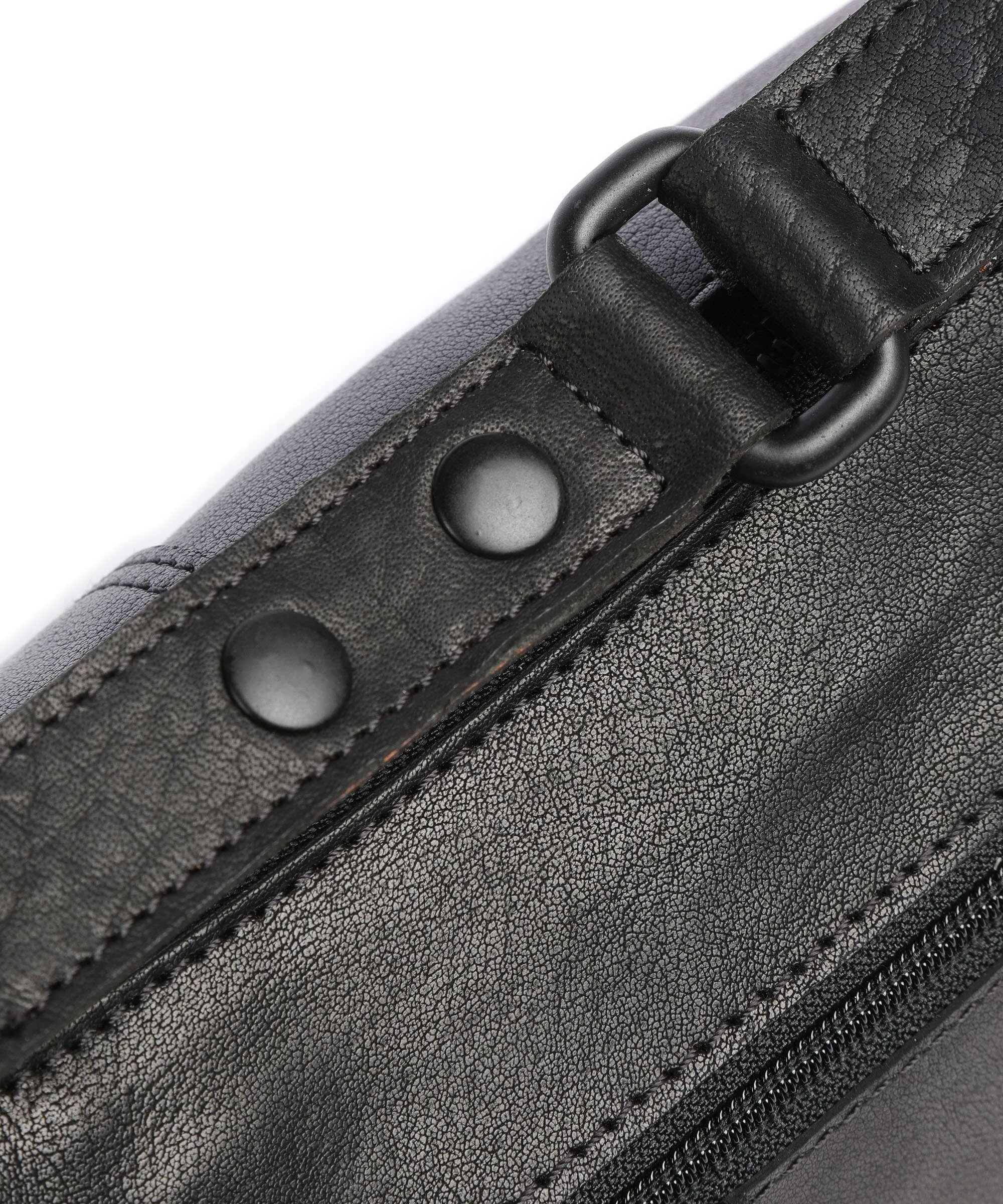  Spikes & Sparrow Bronco Borsa a spalla pelle a grana fine nero  