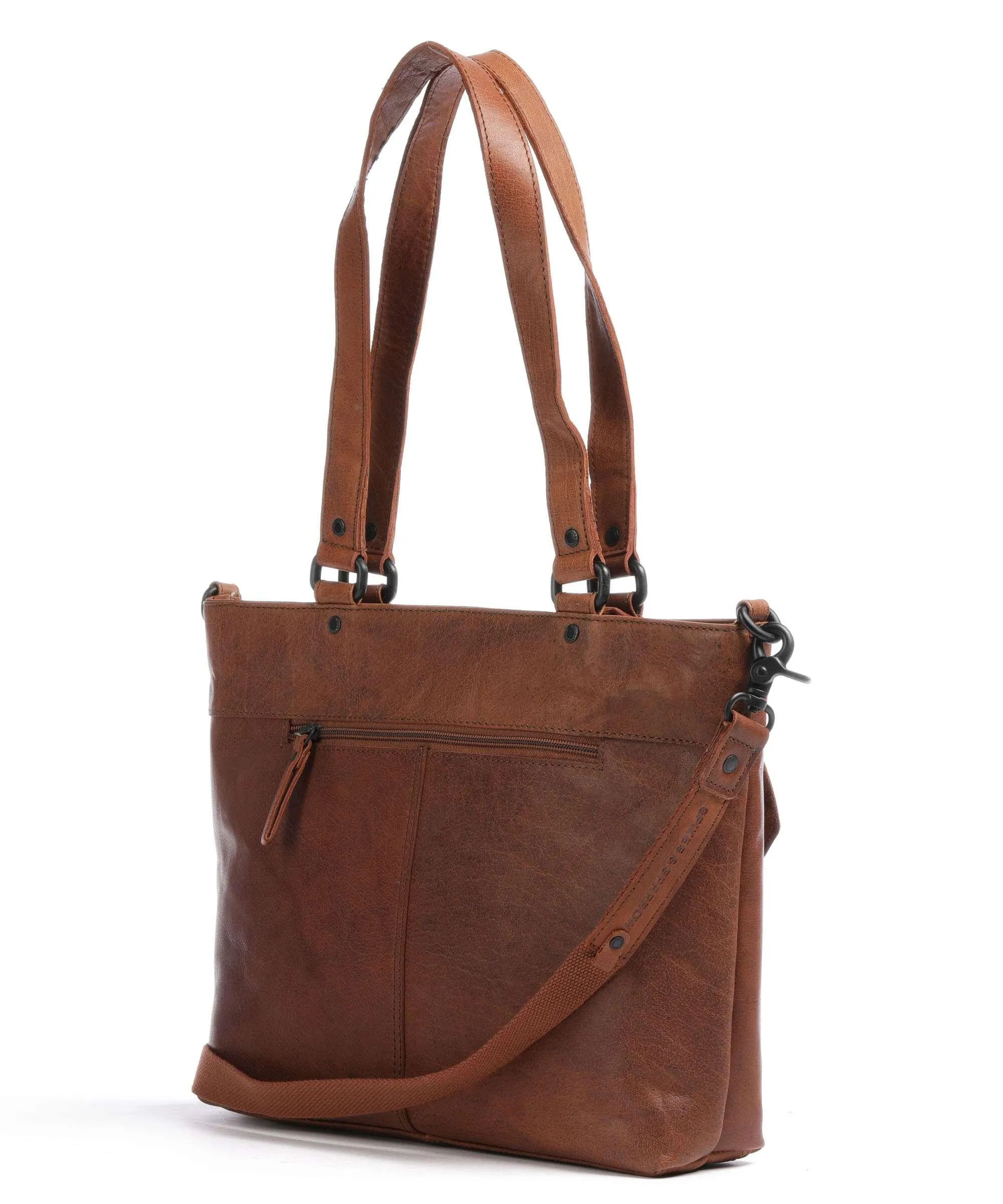  Spikes & Sparrow Bronco Borsa shopper pelle granulata marrone  