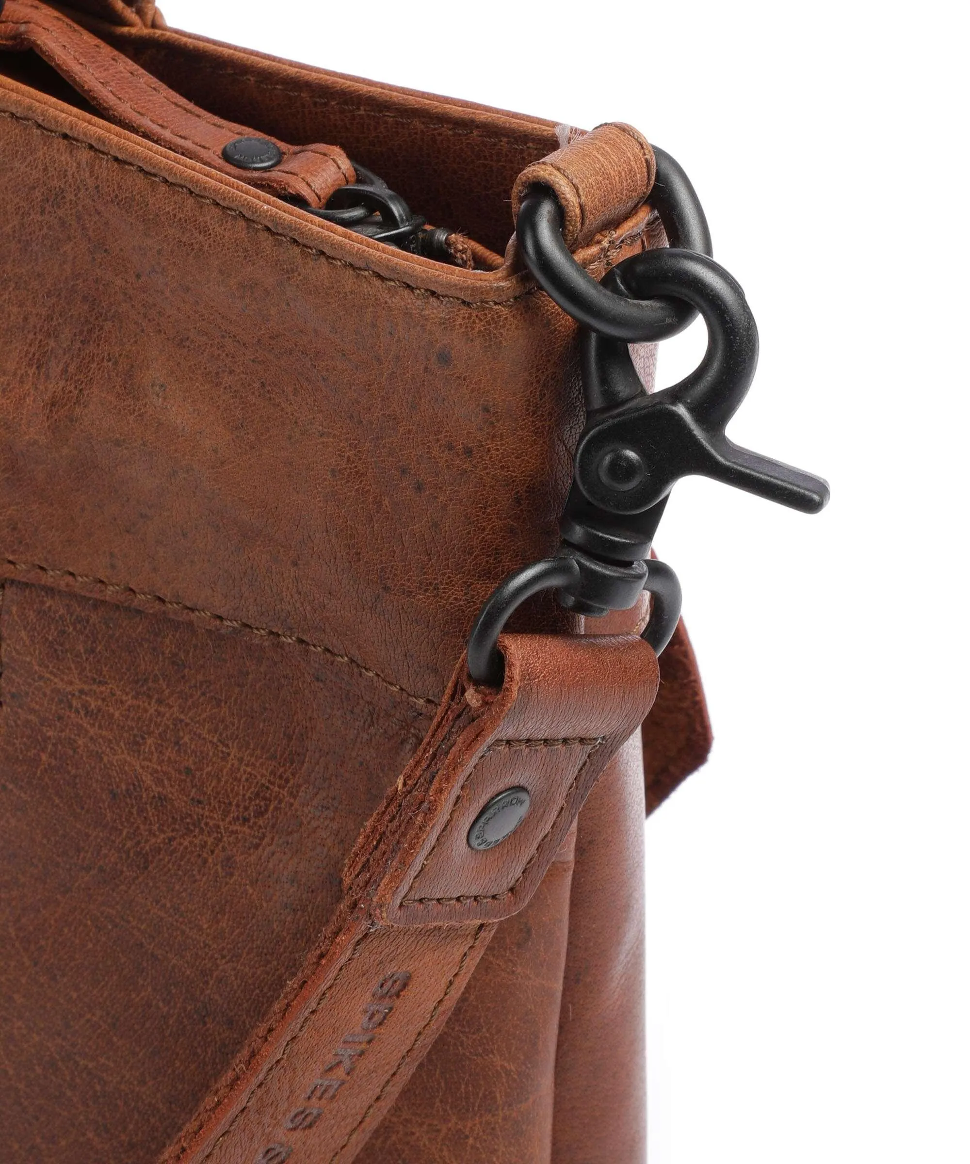  Spikes & Sparrow Bronco Borsa shopper pelle granulata marrone  