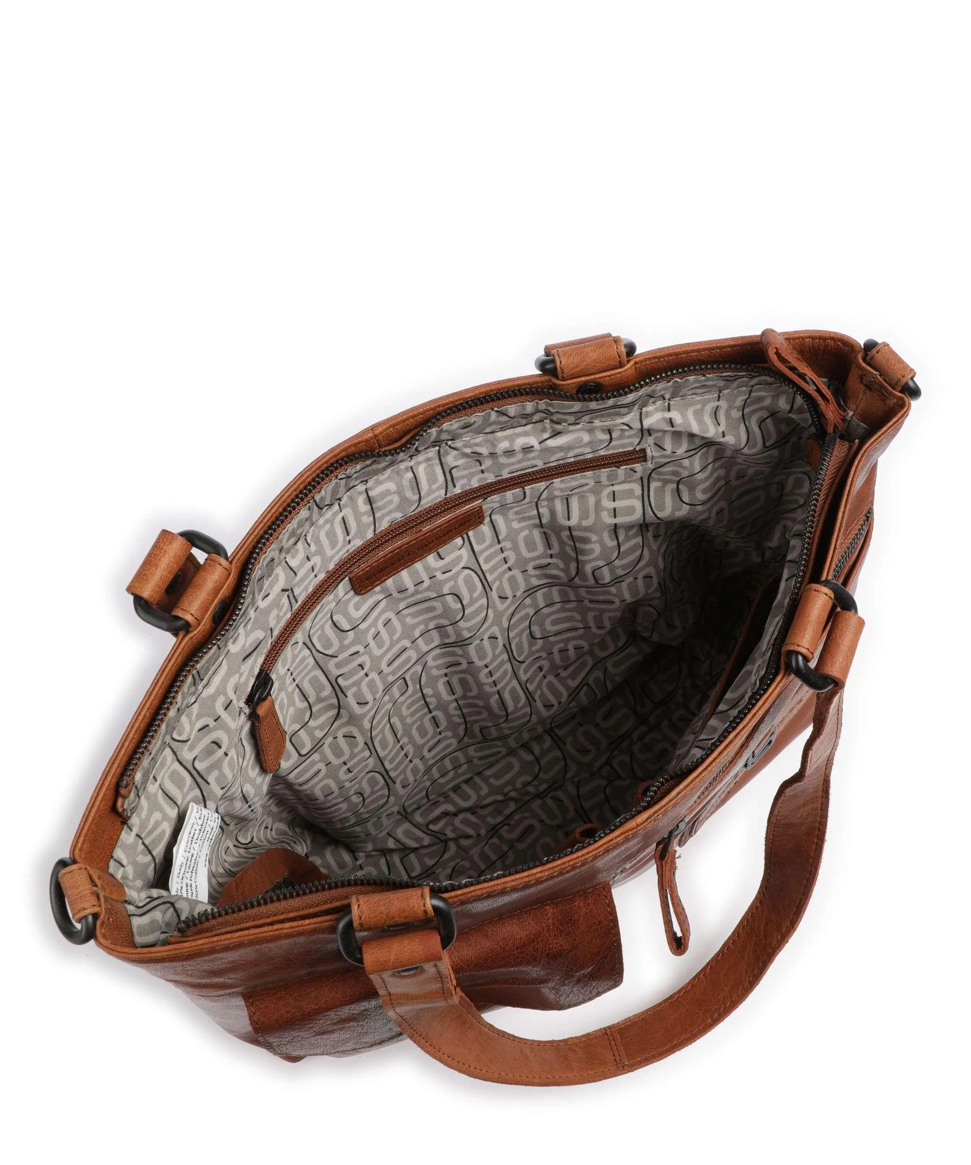  Spikes & Sparrow Bronco Borsa shopper pelle granulata marrone  