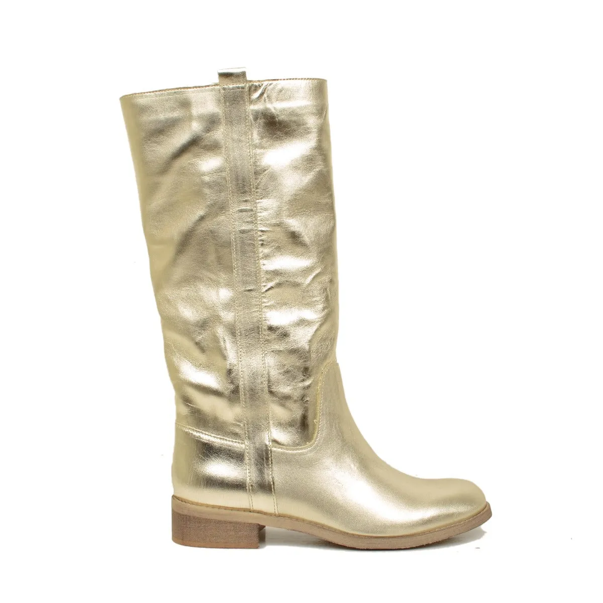 Stivali Camperos Donna in Pelle Laminata color Platino