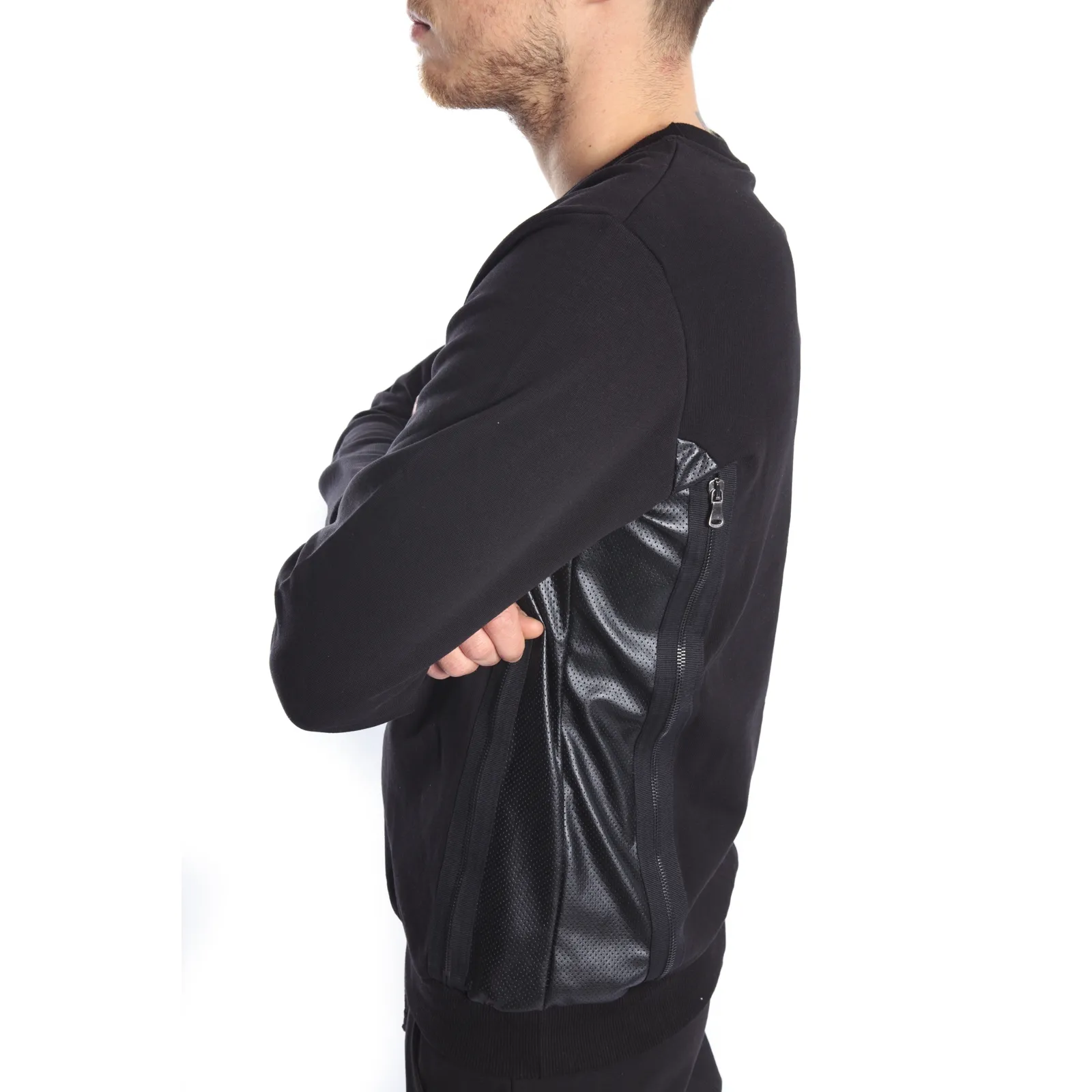 STK SUPER TOKYO Felpa con dett. in ecopelle NERO STK1121