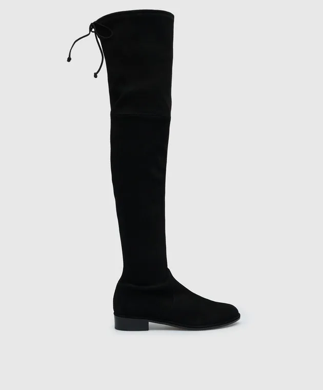 Stuart Weitzman Stivali in pelle scamosciata nera di pianura S2167