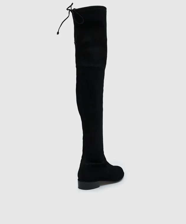 Stuart Weitzman Stivali in pelle scamosciata nera di pianura S2167
