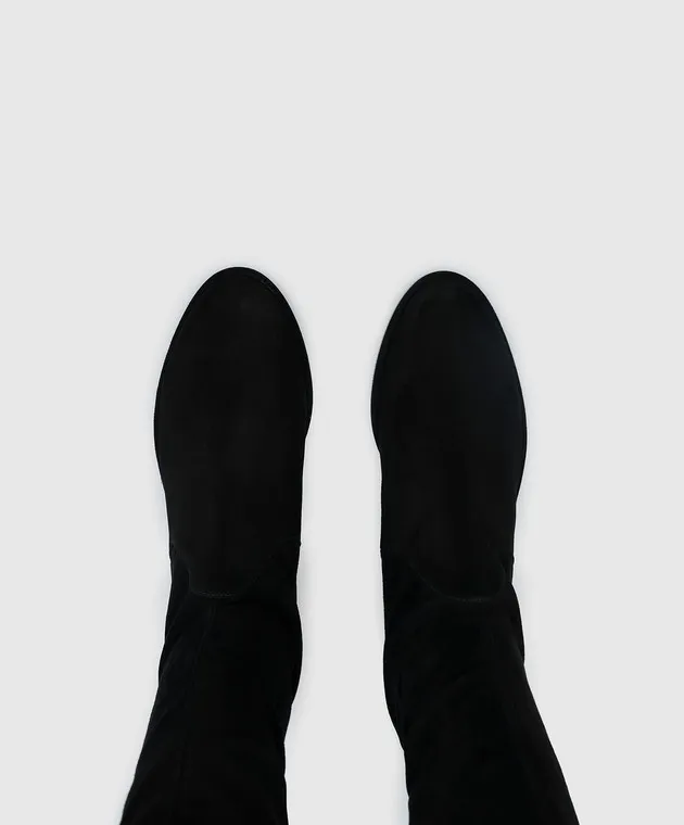 Stuart Weitzman Stivali in pelle scamosciata nera di pianura S2167