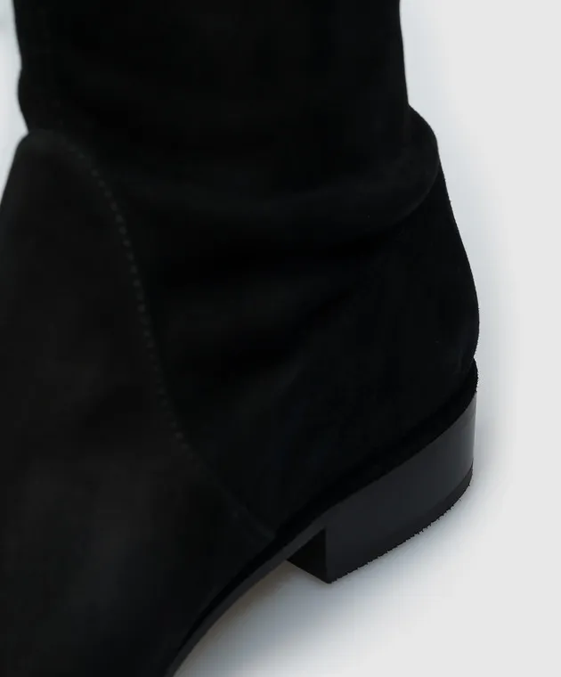 Stuart Weitzman Stivali in pelle scamosciata nera di pianura S2167