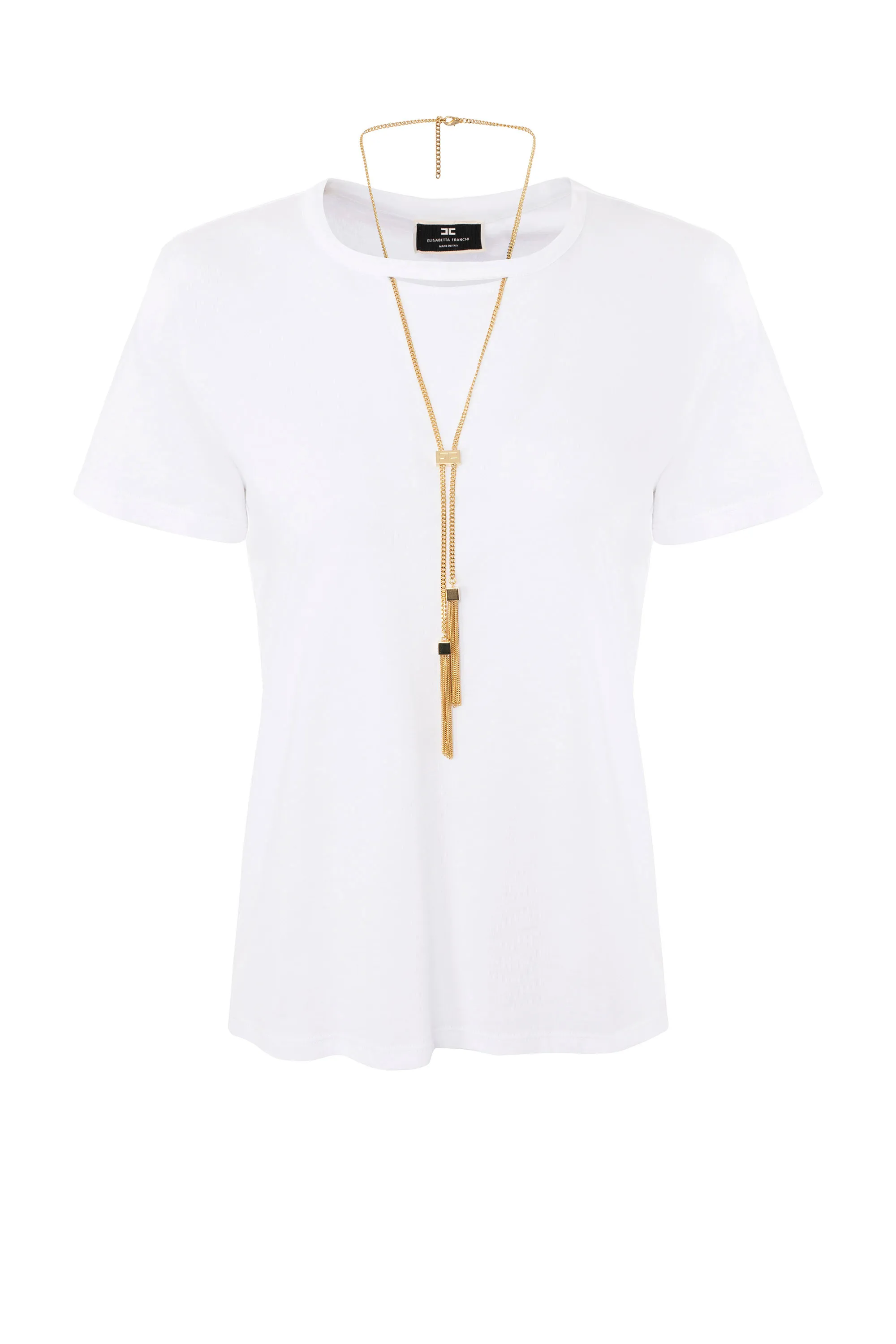 t-shirt a girocollo in jersey di cotone
