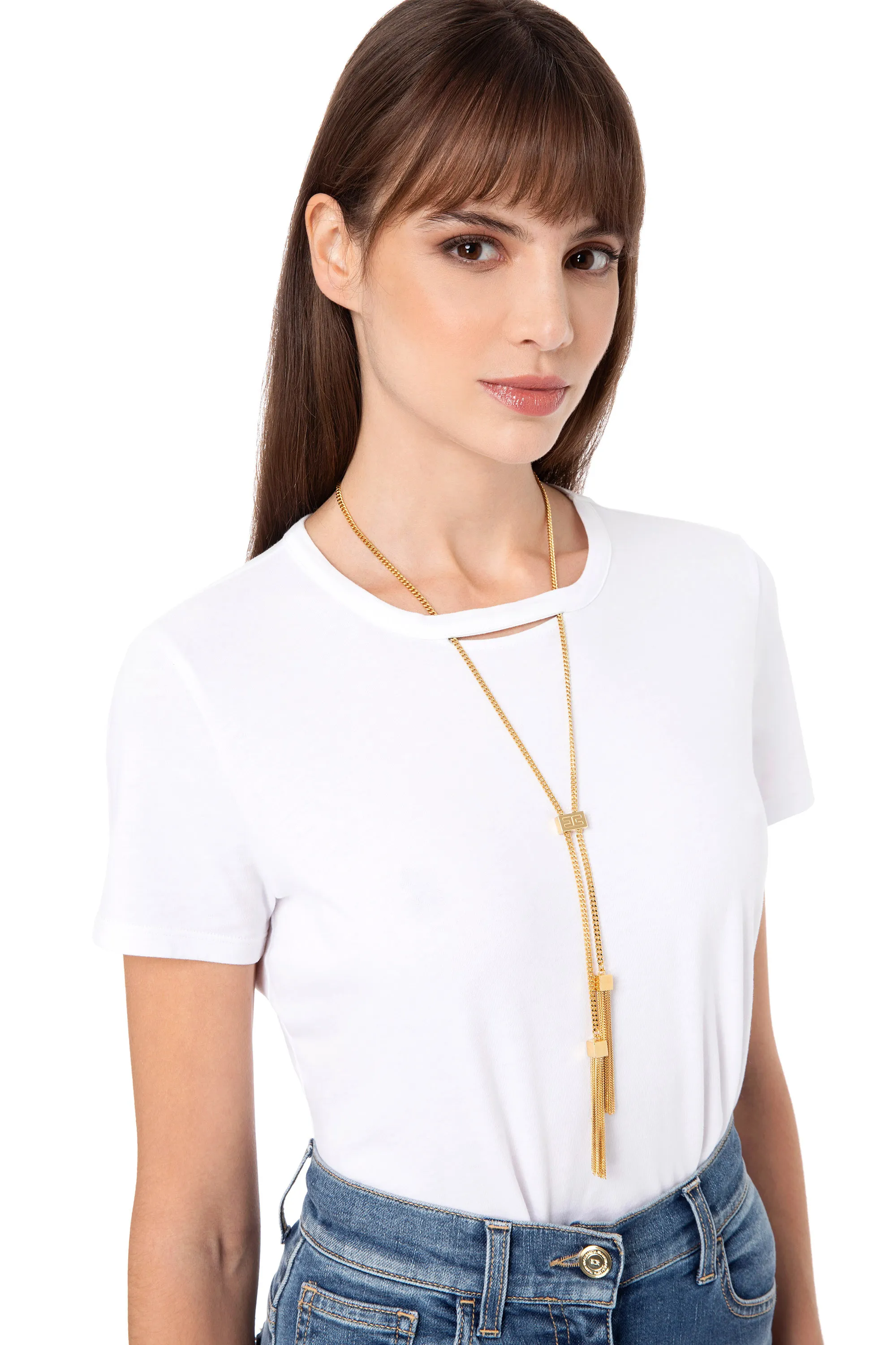 t-shirt a girocollo in jersey di cotone