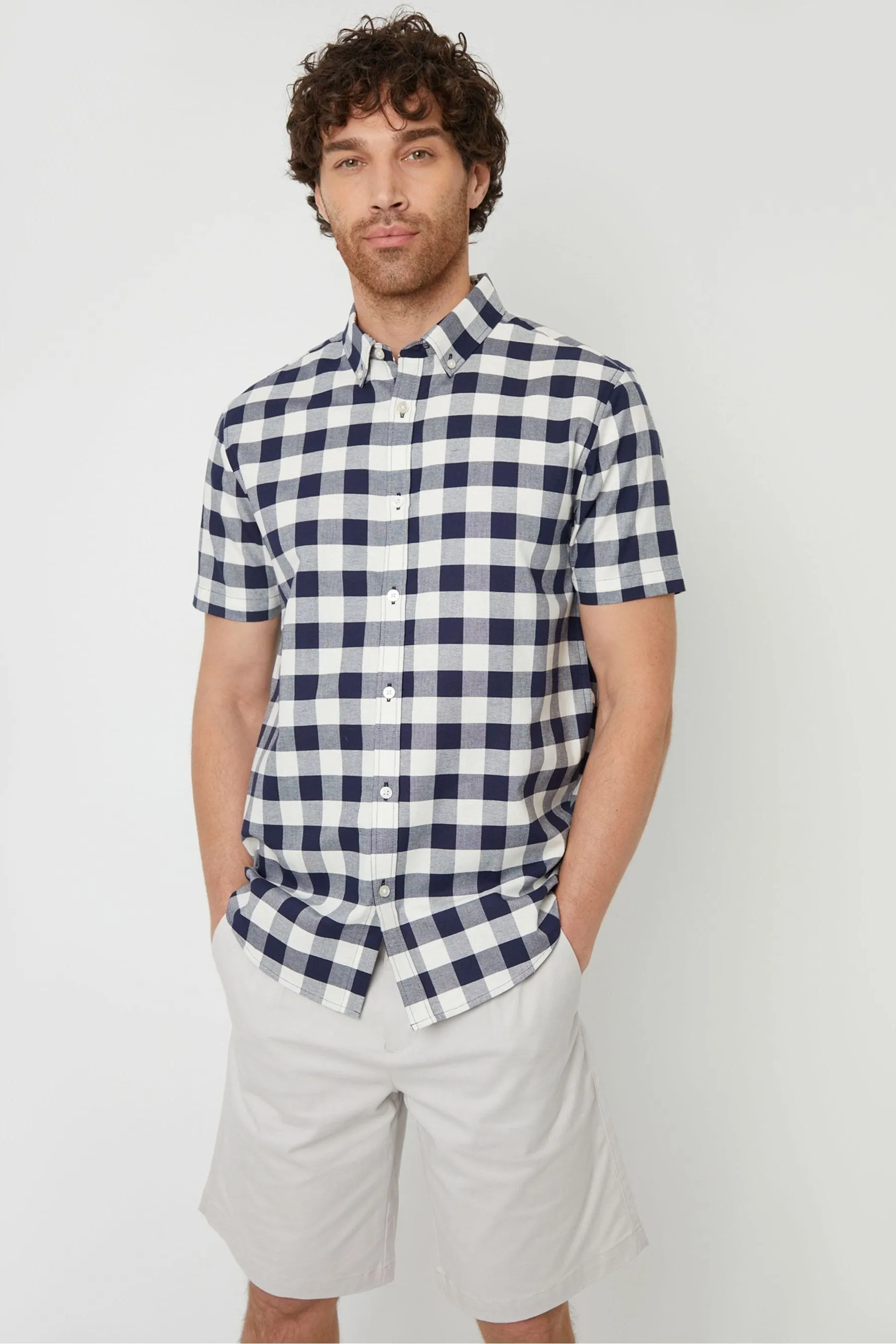 Threadbare 100% Cotone Camicia Maniche corte Check    