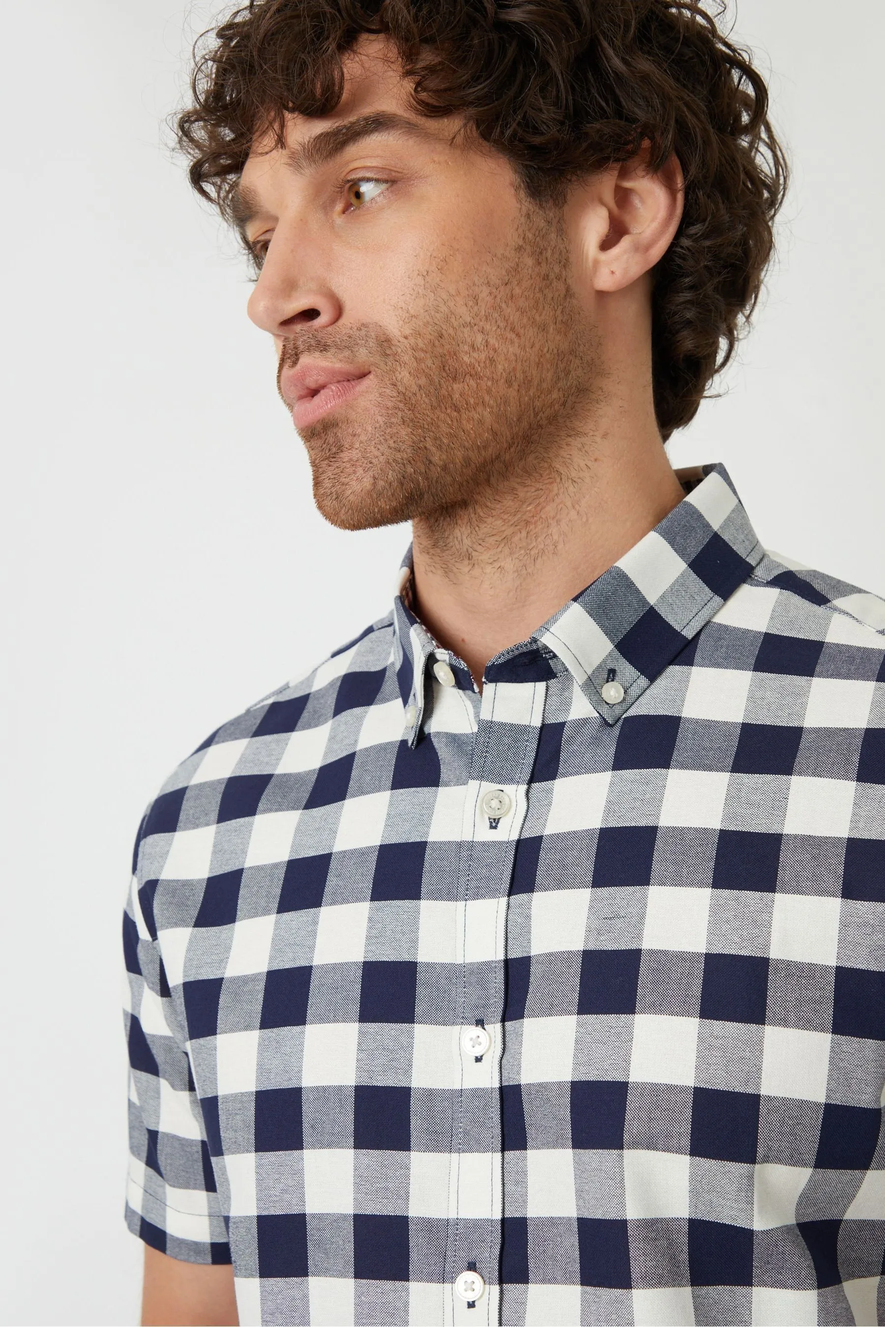 Threadbare 100% Cotone Camicia Maniche corte Check    