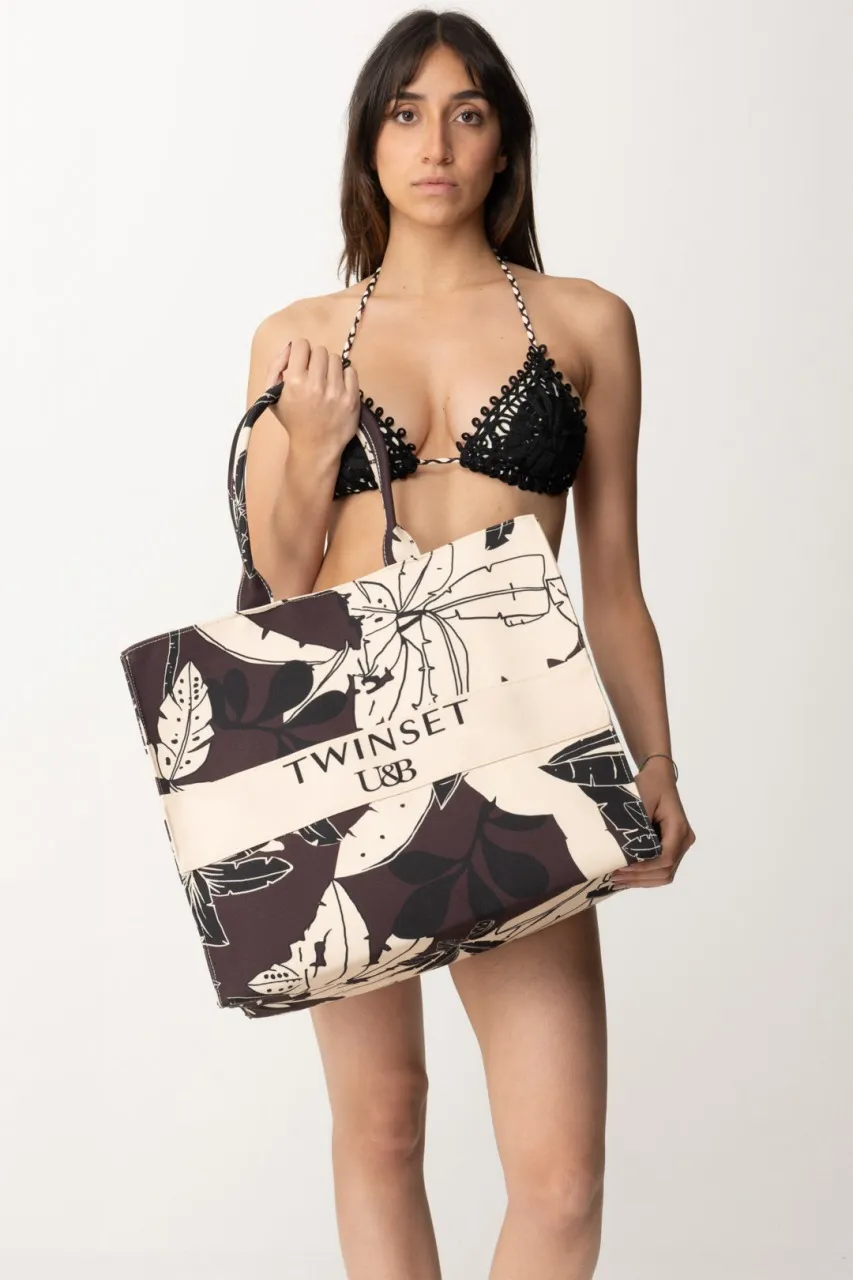 Tote bag in canvas ST EXOTIC BITTER CHOCOLATE
