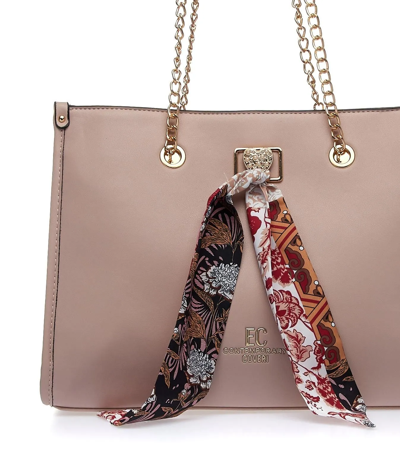 Tote bag rosa con dettaglio foulard