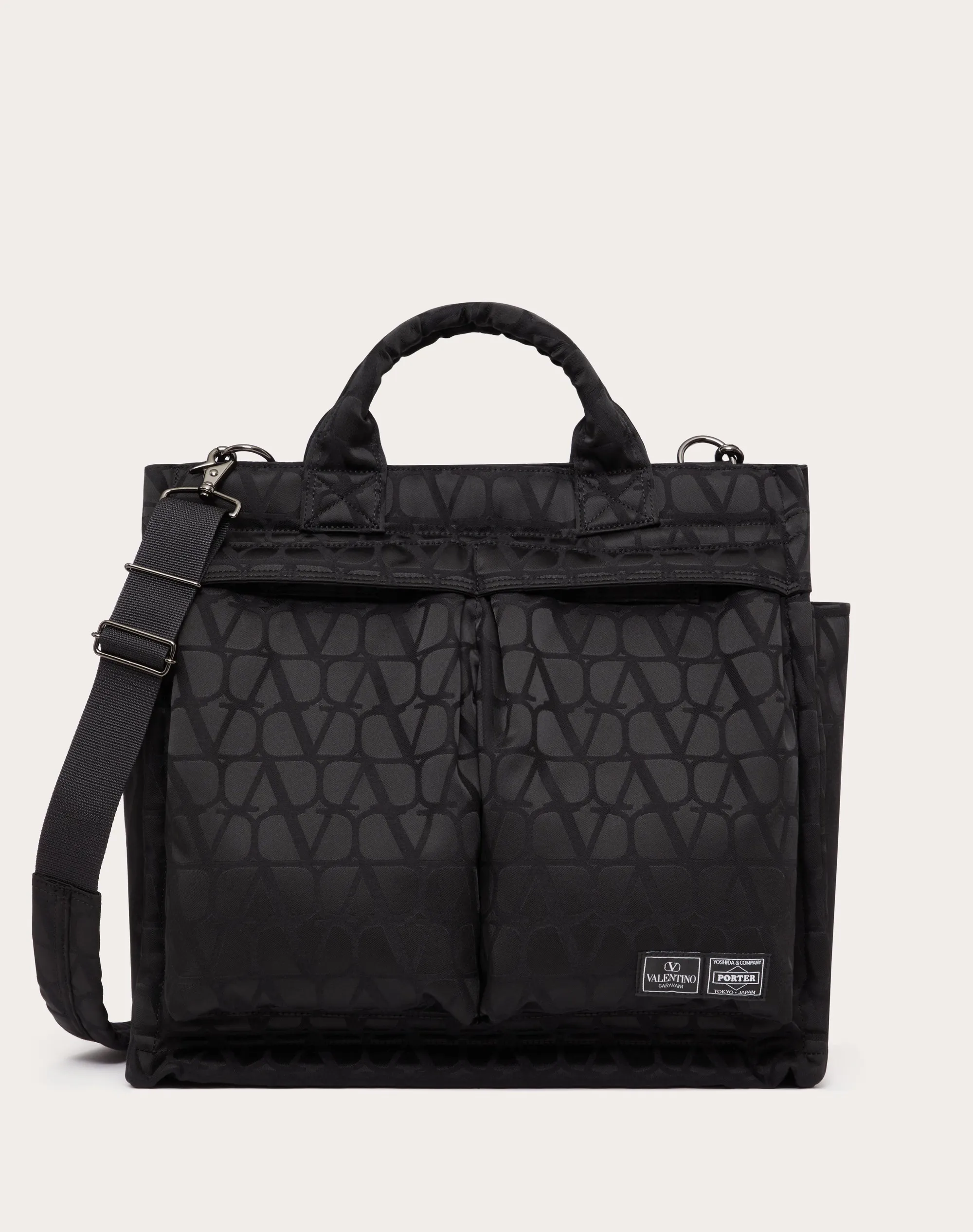 TOTE BAG VERTICALE 2WAY VALENTINO GARAVANI COLLABORATION WITH PORTER IN TESSUTO TECNICO TOILE ICONOGRAPHE