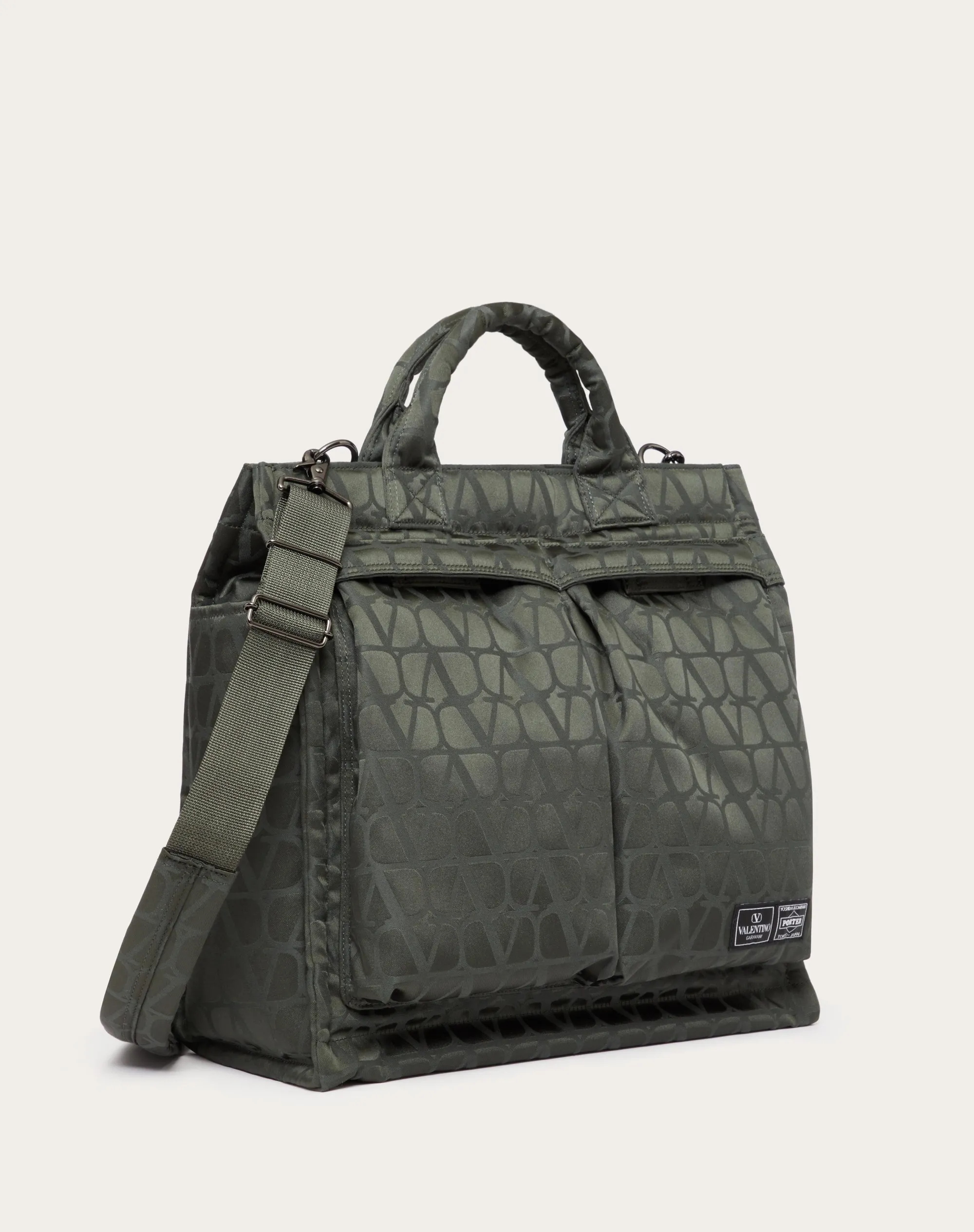 TOTE BAG VERTICALE 2WAY VALENTINO GARAVANI COLLABORATION WITH PORTER IN TESSUTO TECNICO TOILE ICONOGRAPHE