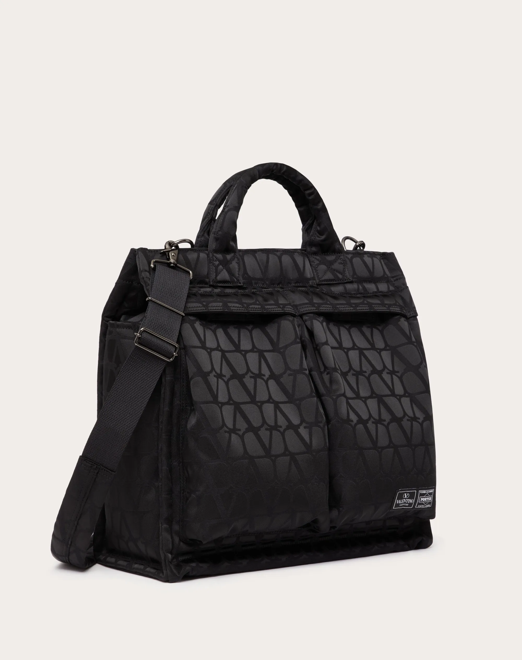 TOTE BAG VERTICALE 2WAY VALENTINO GARAVANI COLLABORATION WITH PORTER IN TESSUTO TECNICO TOILE ICONOGRAPHE