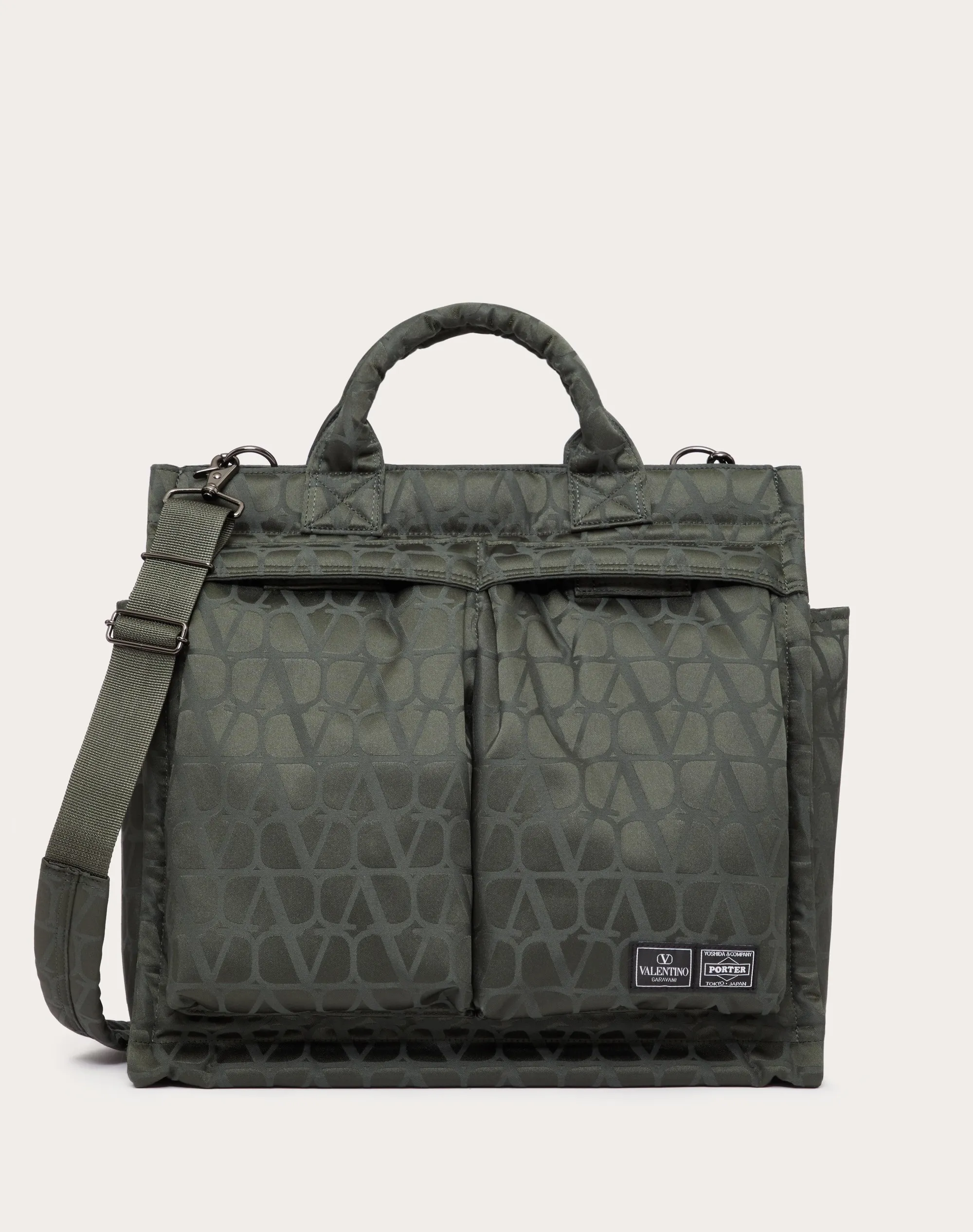 TOTE BAG VERTICALE 2WAY VALENTINO GARAVANI COLLABORATION WITH PORTER IN TESSUTO TECNICO TOILE ICONOGRAPHE