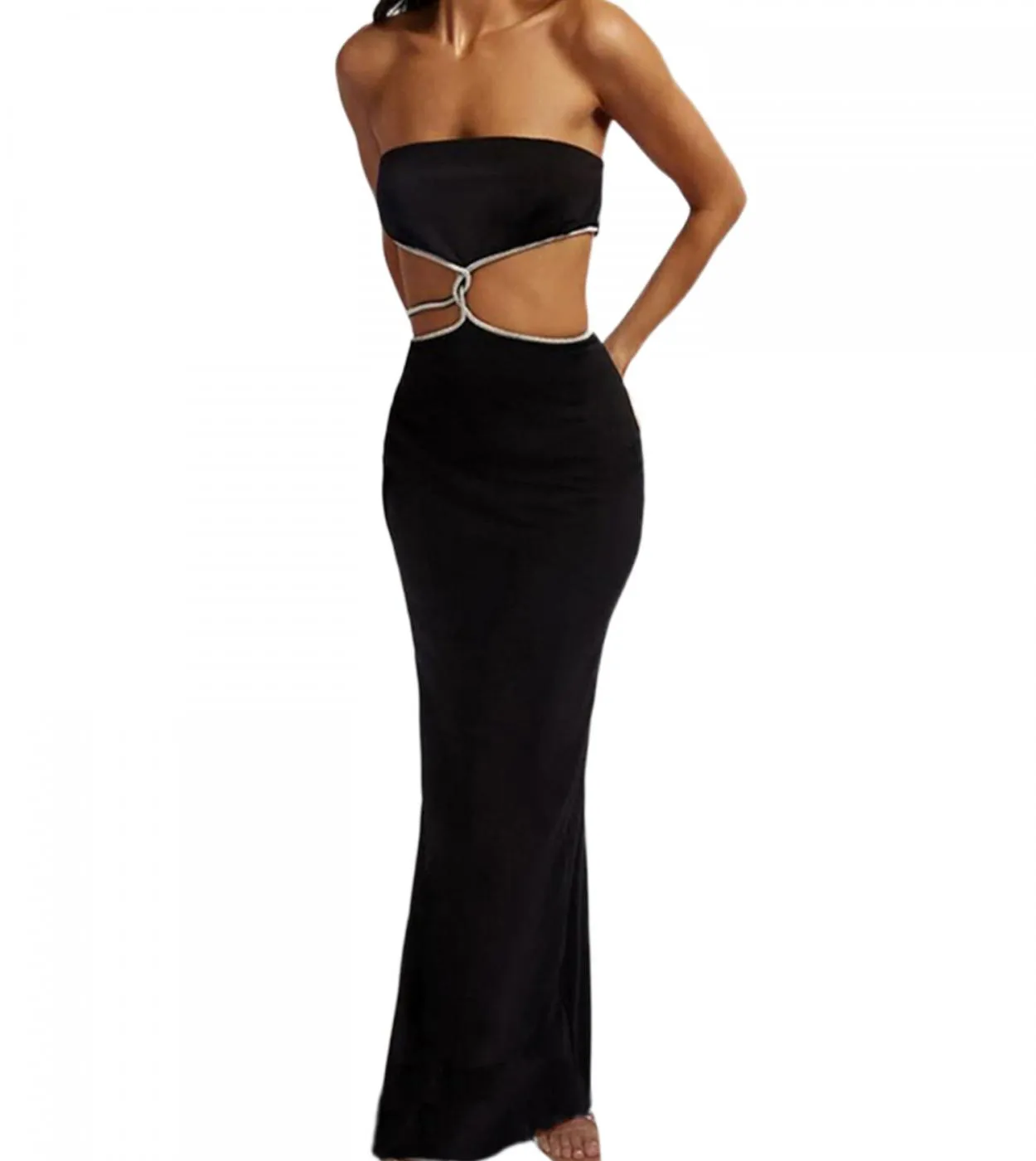 Tube Dress For Women Strapless Long Dress Wrap One Shoulder  Hollow Slit Open Dress  Girls Tight Clothes