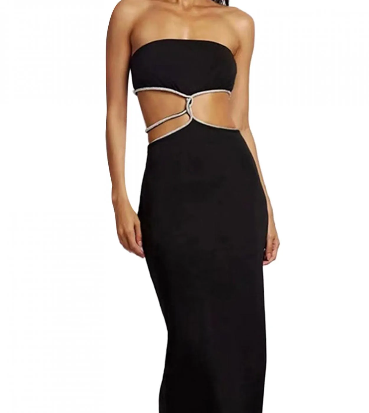 Tube Dress For Women Strapless Long Dress Wrap One Shoulder  Hollow Slit Open Dress  Girls Tight Clothes