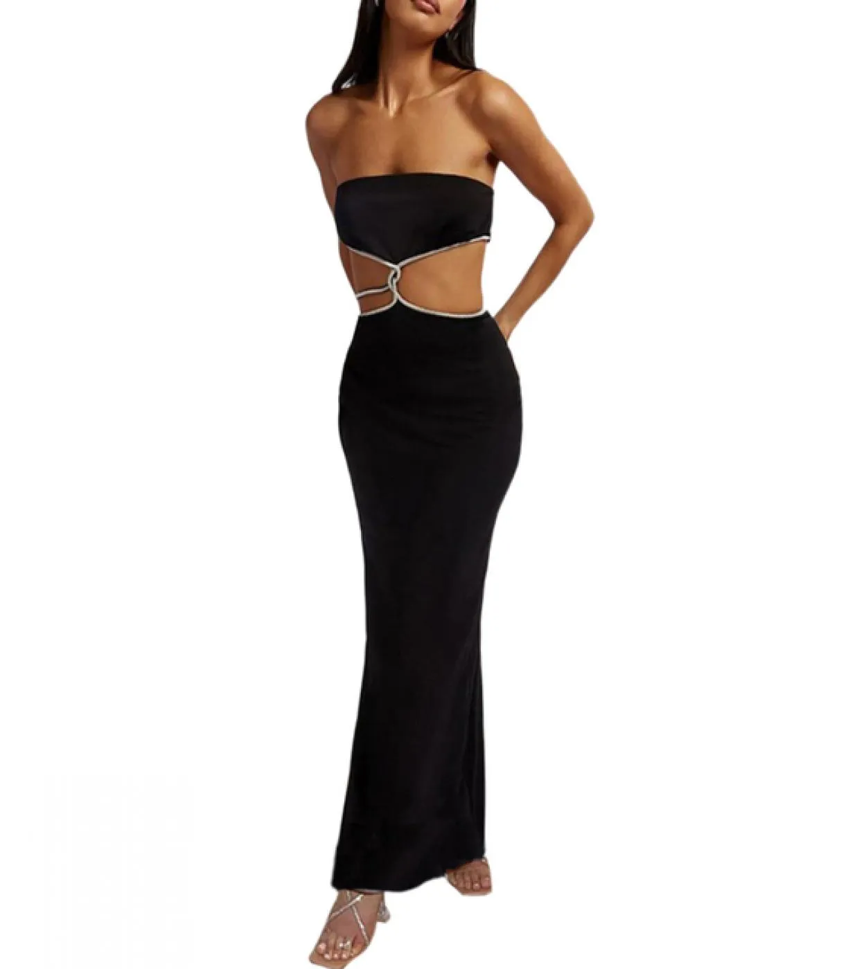 Tube Dress For Women Strapless Long Dress Wrap One Shoulder  Hollow Slit Open Dress  Girls Tight Clothes