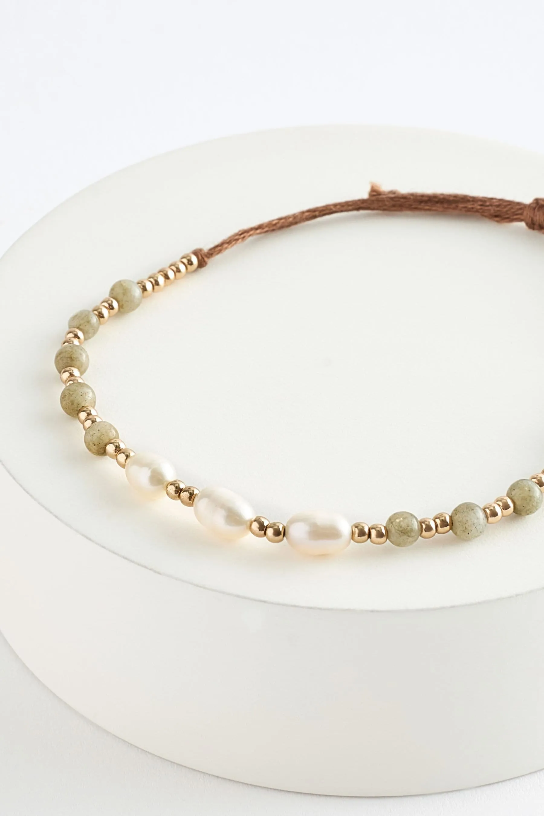Turchese/Bianco  - Braccialetto Oro elastico con perline