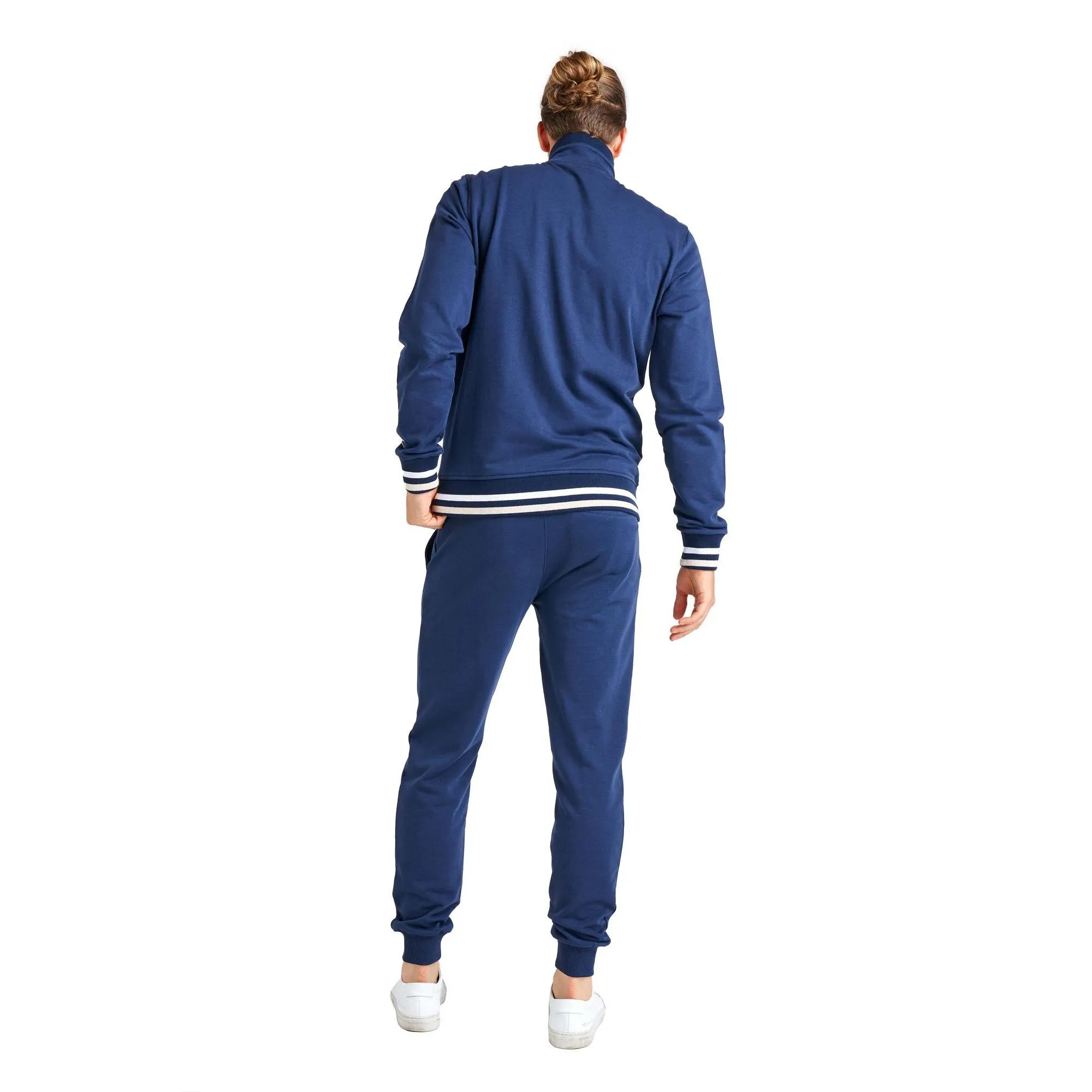 Tuta da uomo in cotone organico con collo in piedi e zip Minimal