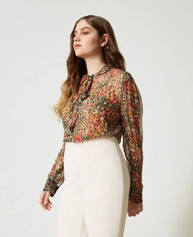 TWINSET Camicia in creponne animalier