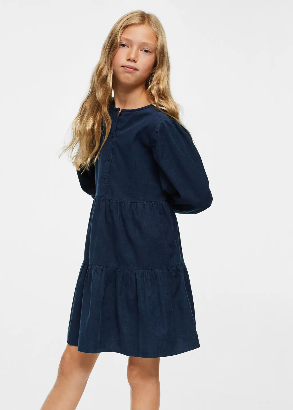 Vestito micro-velluto a coste volant