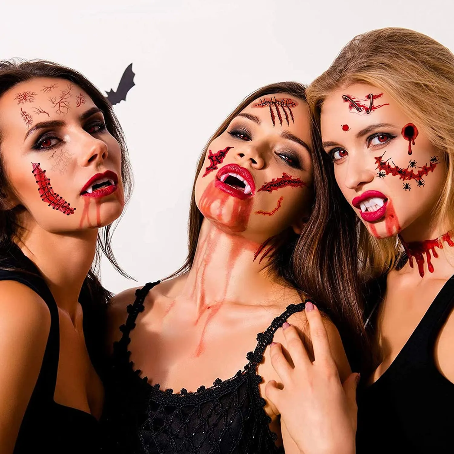 ZOCONE 15 Fogli Halloween Tatuaggi Temporanei Viso, Zombie Scab Sangue Cicatrici Finte Ferite Finte Tatuaggi di Halloween Adesiv